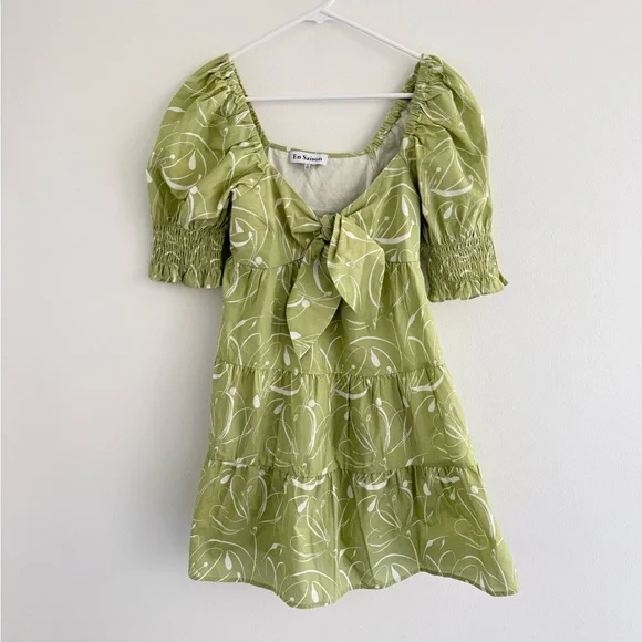 En Saison Idrissy Green Mini Dress Small - Picture 2 of 7